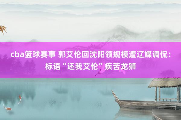 cba篮球赛事 郭艾伦回沈阳领规模遭辽媒调侃：标语“还我艾伦”疾苦龙狮